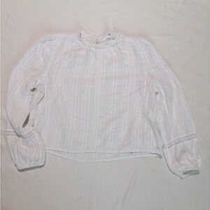 Long-Sleeve Cropped Peasant Blouse – Vivid White – Size M